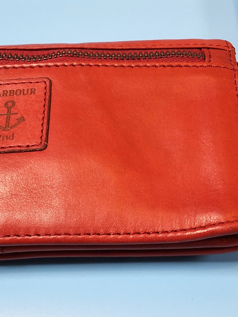 Sag Harbor Red Leather Clutch Wallet with Metal Logo